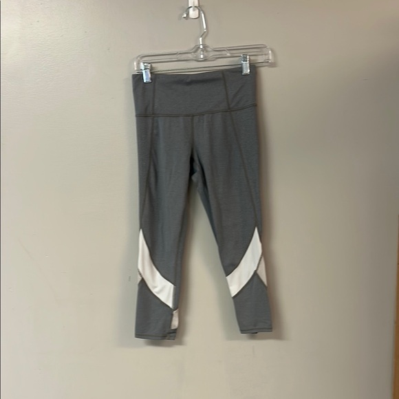 Athleta Gray and White Leggings with Diagonal Stripe - Picture 1 of 3